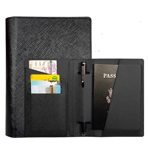Saffiano PU Leather Passport Holder Multi Functional Travel Cover With Pen Loop And Card Slots Business Minimalist