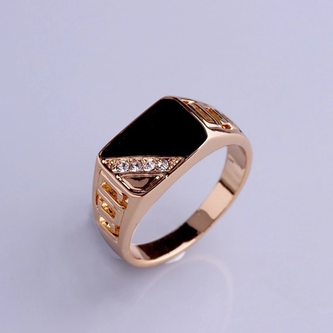 Geometrischer Herren Ring Zinklegierung Schwarze Emaille Strass Eingelegt Hohl Design Trendiger Business Schmuck