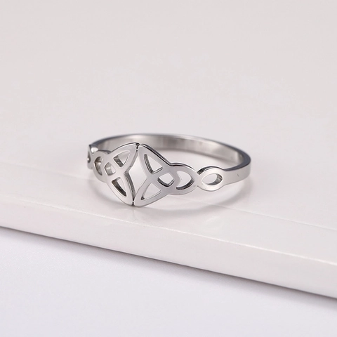 Keltischer Knoten Ring Ausgehöhlt Triquetra Nordisches Totem Edelstahl Vintage Hip Hop Schmuck Band Für Herren Damen