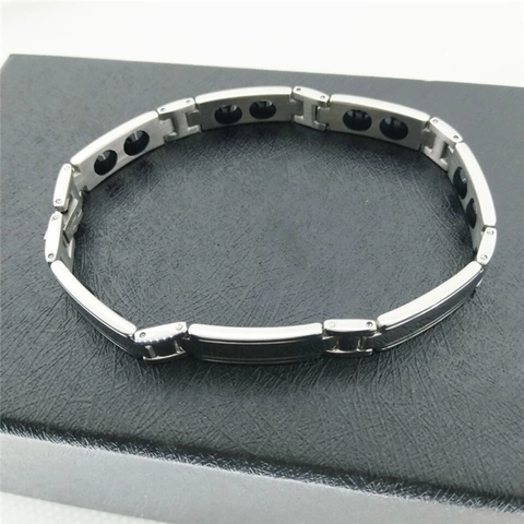 Fashion Titanium Steel Magnetic Therapy Bracelet Silver Color Health Care Energy Magnet Wristband For Couples Unisex Jewelry