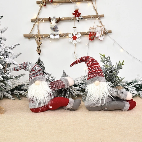 Christmas Gnome Curtain Buckle Tieback Knitted Faux Fur Handmade Swedish Tomte Window Decoration Ornament