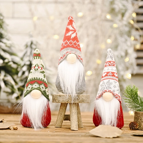 Kerstkabouters Pluche Scandinavische Tomte Gezichtsloze Pop Gebreide Sneeuwvlokmuts Lange Baard Vakantie Decoratie