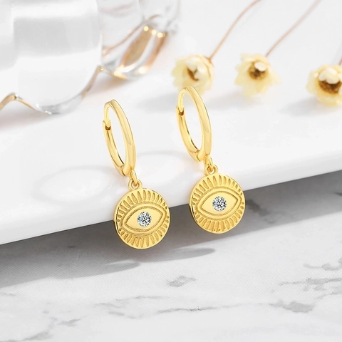 Orecchini A Cerchio Occhio Del Diavolo In Argento Sterling 925 Per Donna Con Pendente In Zircone Stile INS