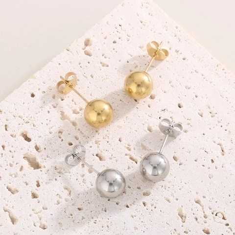 Gioielli Minimalisti In Acciaio Inossidabile Lucidato Con Collana Con Ciondolo A Sfera Tonda E Orecchini A Lobo Donna Moda