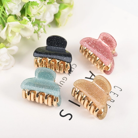 Mini Hair Claw Clips Sparkly Glitter Acrylic Hairpins Fashion Decorative Hair Accessories For Women Girls Stylish Headwear