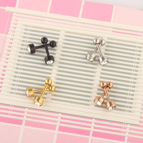 Pendiente Tragus Acero Inoxidable Barbell Stud Circonita Cúbica Transparente Joyería Piercing Hombre Mujer
