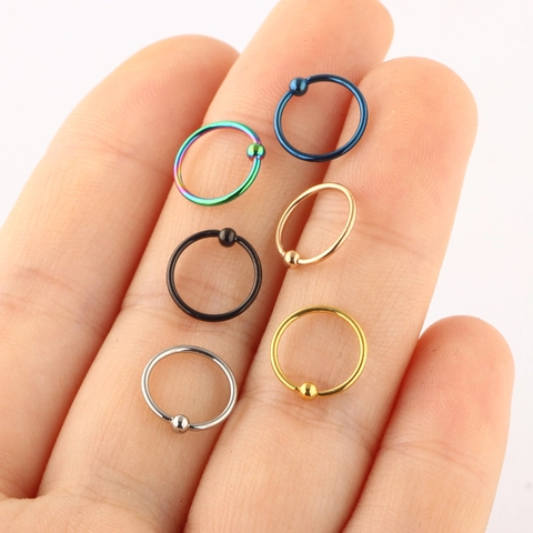 Anello Per Il Naso In Acciaio Inossidabile Forma C Gioielli Per Piercing Corporeo Orecchino Per Cartilagine Con Sfera Fissa
