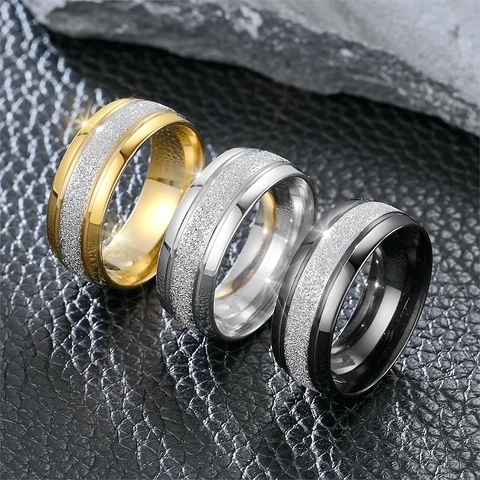 Mattierter Titanstahl Ring Für Herren Damen Minimalistisch Polierte Kanten Geometrischer Finger Schmuck