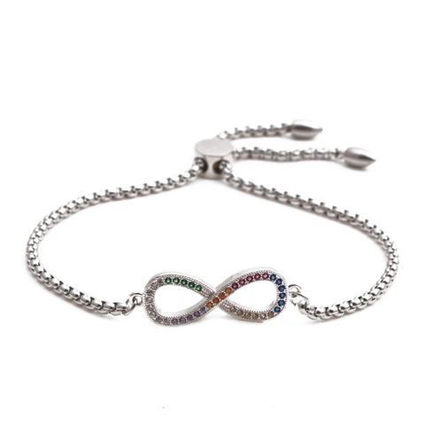 Infinity Heart Bracelet Stainless Steel Micro Inlaid Cubic Zirconia Adjustable Chain Jewelry Fashion Gift For Unisex