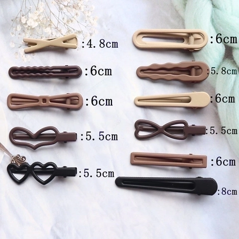 Matte Metal Hair Clips Geometric Earth Tone Duckbill Side Barrettes For Women Girls Elegant Frosted Hair Accessories