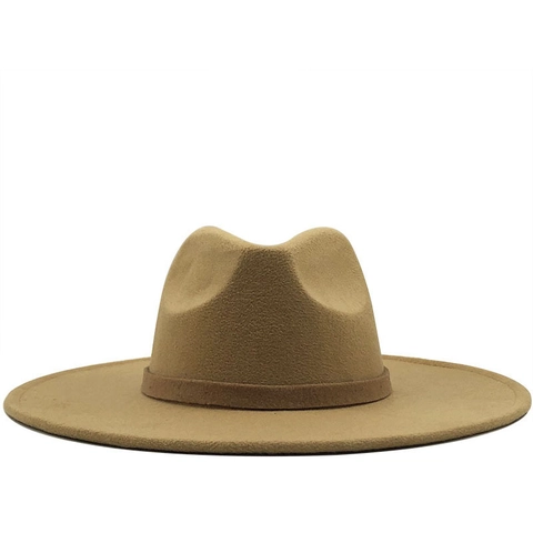 Wide Brim Fedora Hat Vintage Wool Felt Jazz Style Autumn Winter Panama Cap For Men And Women