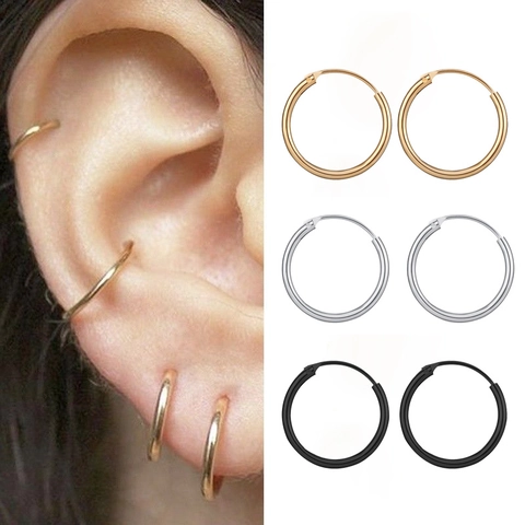 Orecchini A Cerchio Tondi Minimalisti In Lega Perno In Acciaio Inossidabile Stile Punk Hip Hop Gioielli Geometrici Unisex