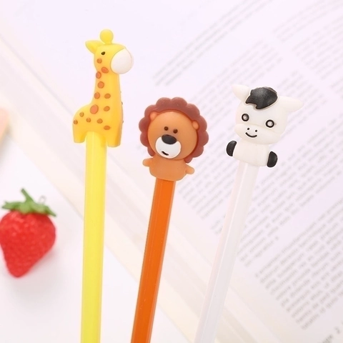 Cute Cartoon Animal Gel Pens Plastic With Silicone Head Creative Stationery For Students Office Black Ink Novelty Writing Tools