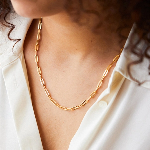 Minimalistische 316 Edelstahl Büroklammer Gliederkette Halskette Gold Stahlton Hip Hop Punk Schmuck Für Unisex Alltag