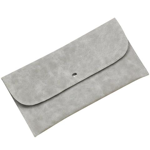Portable Makeup Brush Bag Faux Suede Frosted PU Leather Envelope Cosmetic Pouch Snap Button Travel Organizer Minimalist