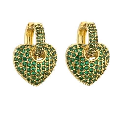 Pendientes Huggie De Cobre Elegantes En Forma De Corazón Con Circonita Cúbica Micro-Incrustada Para Mujeres