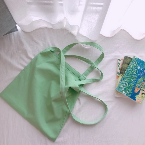 Borsa Tote In Tela Minimalista Colore Solido Grande Capacità Spalla Tracolla Casual Ecologica Per Studenti Uso Quotidiano