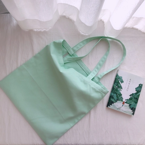 Borsa Tote In Tela Minimalista Colore Solido Grande Capacità Spalla Tracolla Casual Ecologica Per Studenti Uso Quotidiano