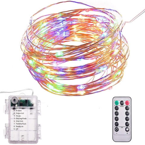 LED String Lights Waterproof Remote Control Copper Wire Fairy Light 8 Modes Battery Operated Outdoor Garden Christmas Decor