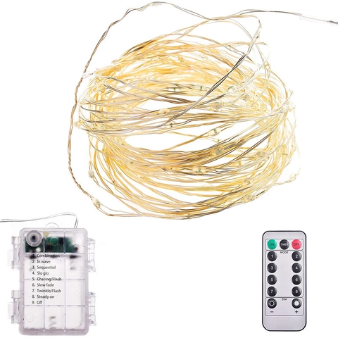 LED String Lights Waterproof Remote Control Copper Wire Fairy Light 8 Modes Battery Operated Outdoor Garden Christmas Decor