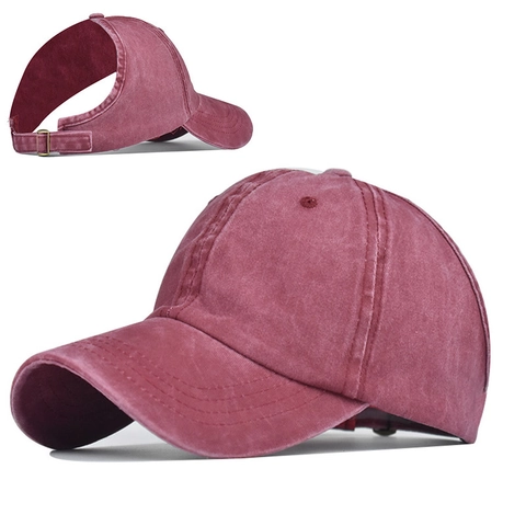 Cappello Da Baseball A Coda Di Cavallo In Cotone Lavato Vintage Distressed Protezione Regolabile Sport Donne