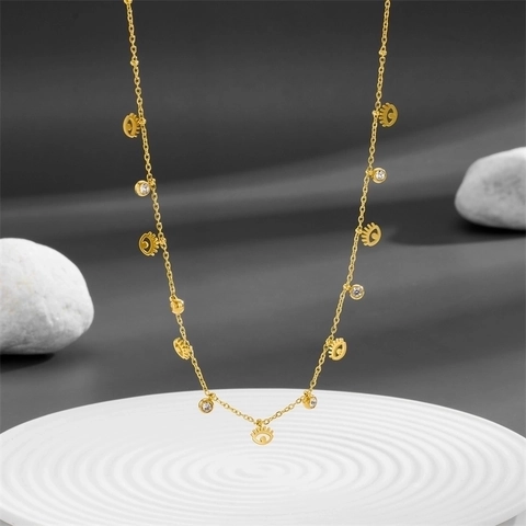 Evil Eye Ketting Roestvrij Staal Verguld Zirkonia Hangers Minimalistische Sieraden Voor Vrouwen Elegante Sleutelbeenketting