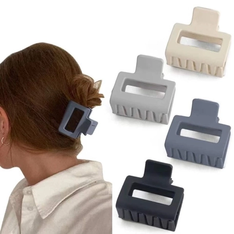 Molletta Per Capelli Quadrata Opaca Elegante Plastica Geometrica Cava Minimalista Antiscivolo Accessoire Donna