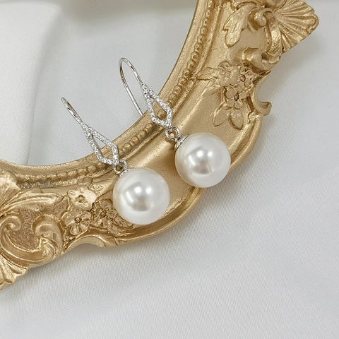 Eleganti Orecchini Pendenti Con Künstliche Perle Bianche Con Perno In Argento Sterling 925 Zirconia Gioielli Per Donna