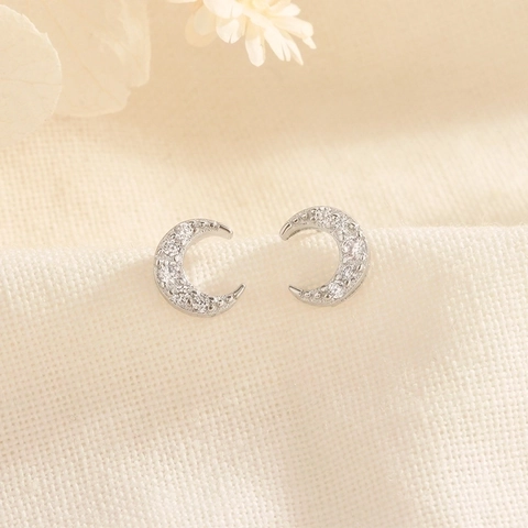 Orecchini A Lobo Luna Rame Con Zirconia E Perno Orecchini In Argento Sterling 925 Gioielli Stile Dolce Minimalista Donna