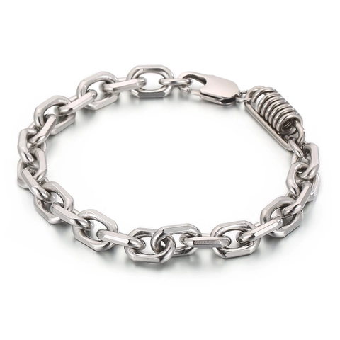 Punk Industrial Edelstahl Armband Für Herren Sechskant Gliederkette Schmuck Mit Federdeko Geometrisches Armband Geschenk