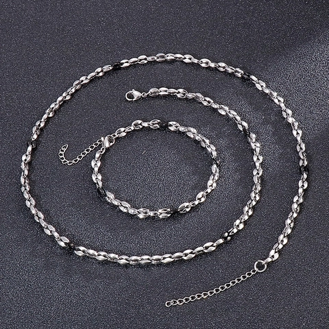 Collana E Bracciale Con Catena A Maglie A Chicco Di Caffè In Acciaio Inossidabile Gioielli Di Moda Hip Hop Design Di Nicchia Per Uomini Donne