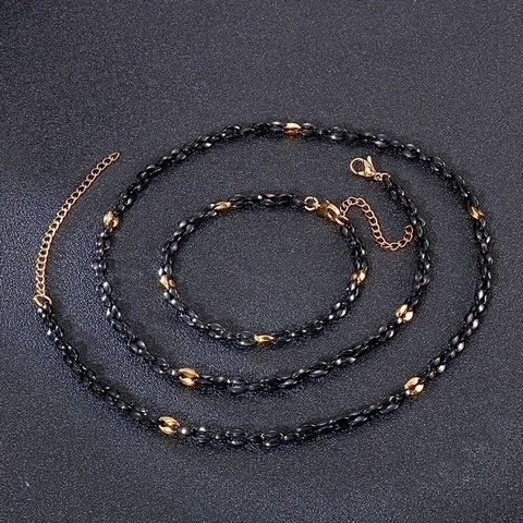 Collana E Bracciale Con Catena A Maglie A Chicco Di Caffè In Acciaio Inossidabile Gioielli Di Moda Hip Hop Design Di Nicchia Per Uomini Donne