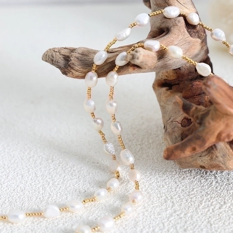 Barokke Zoetwaterparelketting Titaniumstaal Vervaagt Niet Elegante Franse Romantische Sieraden Voor Dames