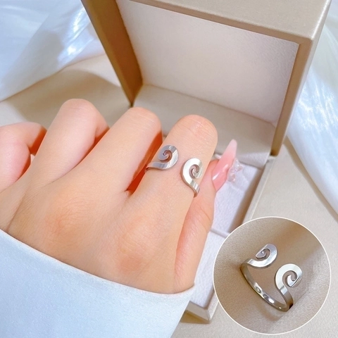 Anello Aperto In Acciaio Al Titanio Regolabile Design A Spirale Incantesimo Gioielli Minimalisti Per Uomini Donne Stile Punk Vintage
