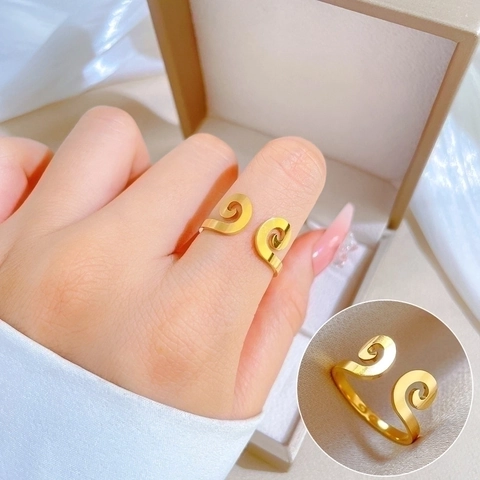 Anello Aperto In Acciaio Al Titanio Regolabile Design A Spirale Incantesimo Gioielli Minimalisti Per Uomini Donne Stile Punk Vintage