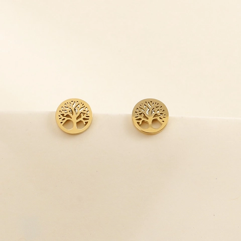 Albero Della Vita Collana E Orecchini Acciaio Inossidabile Ciondolo Tondo Cavo Accessori Gioielli Moda Donna