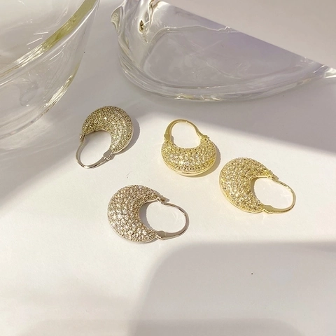 Hoop Earrings U-Shaped Micro Pave Cubic Zirconia Copper Gold Plated French Style Elegant Minimalist Jewelry For Women
