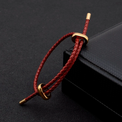 Bracciale In Corda Intrecciata Acciaio Al Titanio Fibbia In Metallo Regolabile Cordino Rosso Fortuna Gioielli Coppie Uomini