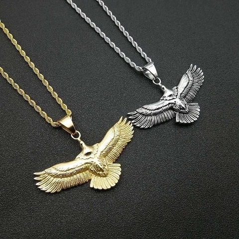 Adler Anhänger Halskette Titanstahl Retro Punk Hip Hop Stil Vintage Schmuck Für Herren Damen