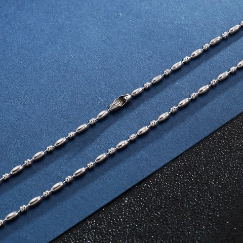 Men Stainless Steel Bead Chain Necklace Polished Titanium Steel Bamboo Link Jewelry Accessory Silver Color