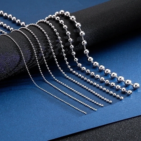 Ball Chain Necklace Stainless Steel Hollow Round Beads Silver Tone Fashion Jewelry Unisex Streetwear Style