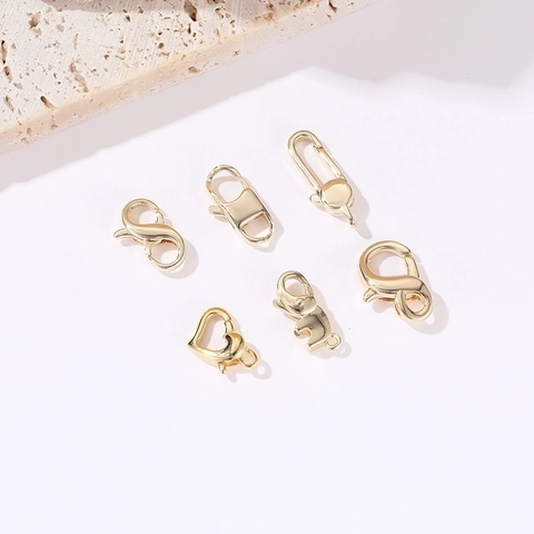 Cierre De Langosta De Cobre DIY Hallazgos De Joyería Chapado En Oro 14K Elefante Forma De Corazón Conector Pulido