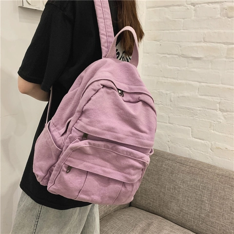 Vintage Canvas Backpack Large Capacity Multi Pocket Casual Travel School Bag For Students Women Men