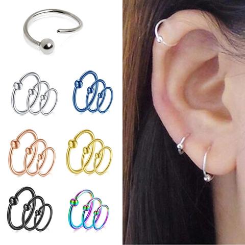 Anello Per Il Naso In Acciaio Inossidabile Forma C Gioielli Per Piercing Corporeo Orecchino Per Cartilagine Con Sfera Fissa