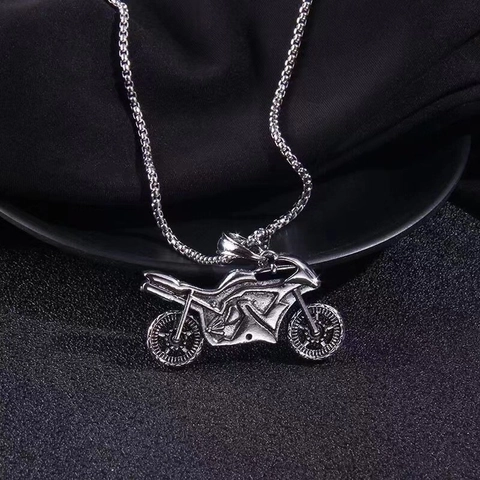 Collana Con Ciondolo Moto Acciaio Al Titanio Retro Punk Hip Hop Streetwear Gioielli Ruote Mobili Per Uomo Donna