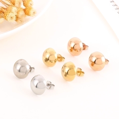 Orecchini A Lobo A Semisfera In Acciaio Inossidabile Lucido Gioielli Di Moda Minimalisti Per Donne