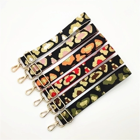 Adjustable Bag Strap Replacement Leopard Print Polyester Webbing Metal Buckle Crossbody Shoulder Handbag Accessories For Women