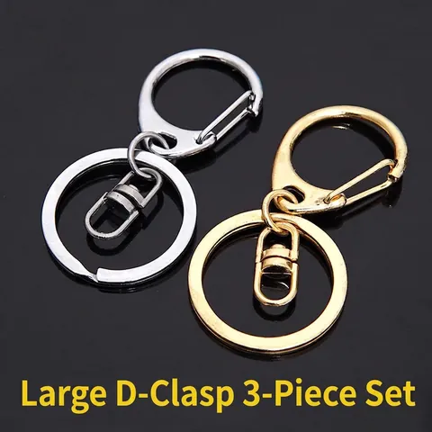 Porte-Clés Métal Mousqueton Anneau En D Connecteur Pivotant Accessoire De Fabrication Bijoux DIY Matériel Or Argent