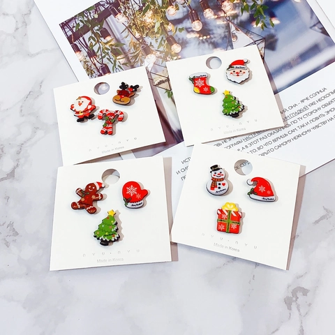 Broches De Noël Acrylique Alliage Colle Goutte Père Noël Bonhomme De Neige Renne Arbre Fête Décoratif Bijoux Dessin Animé