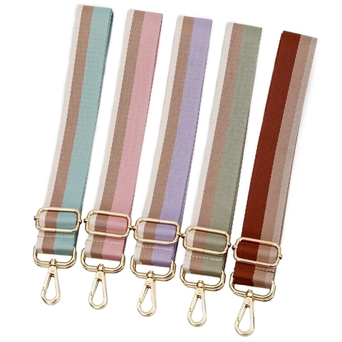 Adjustable Bag Strap Thickened Polyester Colored Stripe Replacement For Handbags Crossbody Backpack Retro Casual Style